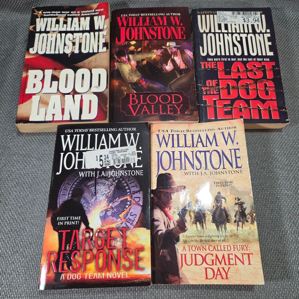 Lot of 5 William W. Johnstone PPB Books Bloodland Blood Valley Dog Team +